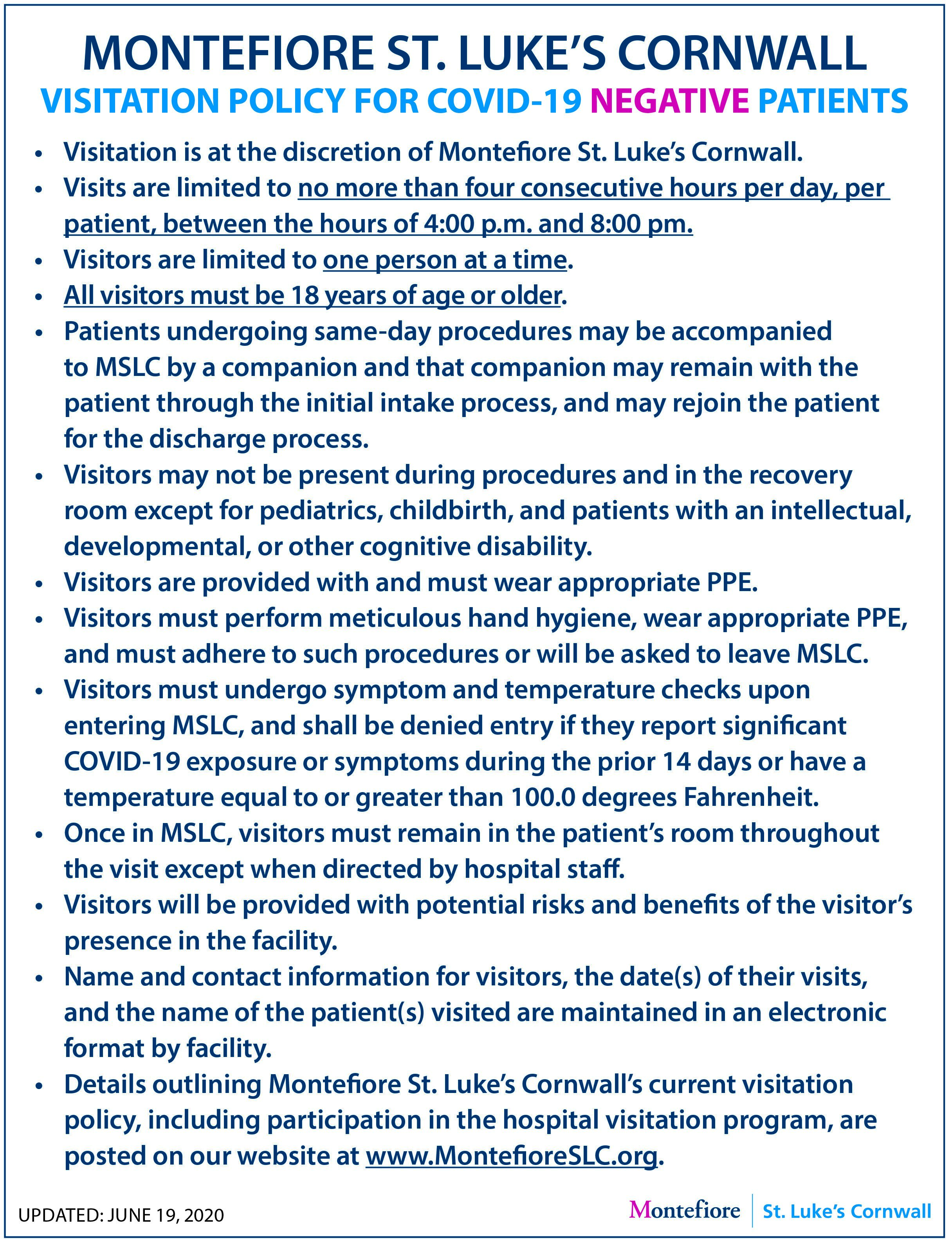 Visitation Montefiore St. Luke's Cornwall Hospital