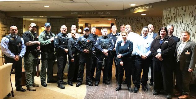 police officers at the hospital for shooter drill